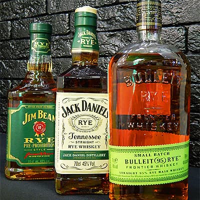 Jim Beam Rye, Jack Daniel's Rye, Bulleit Rye