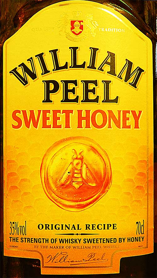 Этикетка медового ликёра William Peel Sweet Honey