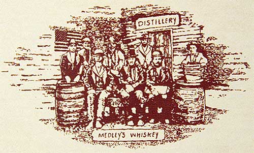 Рисунок сотрудников винокурни на этикетке John Medley’s