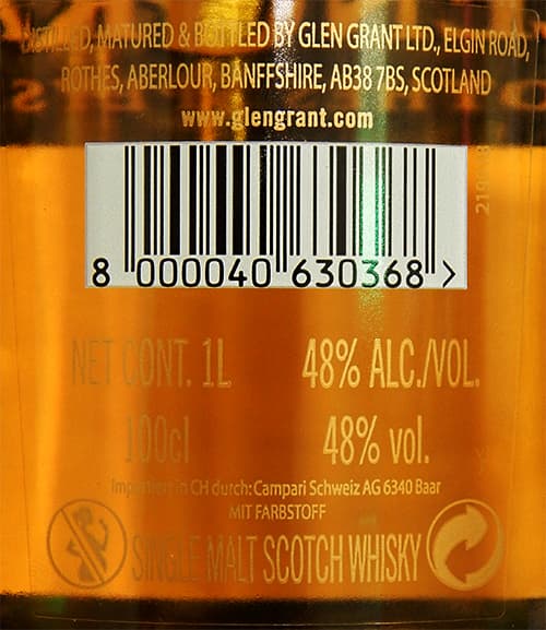 Этикетка односолодового виски Glen Grant 12 NCF 48%