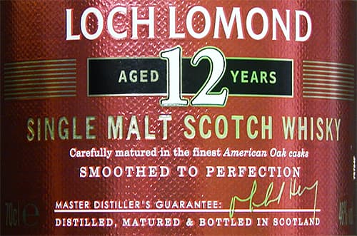 Этикетка односолодового виски Loch Lomond 12 YO
