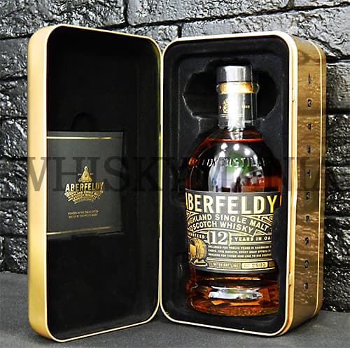 Металлическиая золотая коробка шотландского виски Aberfeldy 12 YO