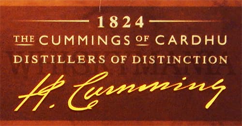 Элемент оформления коробки виски Карду - подпись Хэлен Камминг