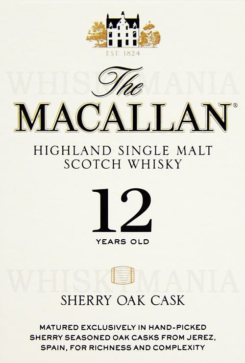 Этикетка шотландского виски The Macallan 12 YO Sherry Oak